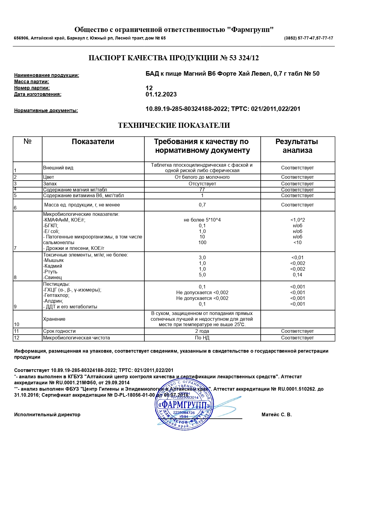Паспорт №122023